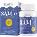 1200 MG SAM e 补充大脑,Mood, Joint, 和Liver, 高吸收SAM-e(S-Adenosyl-L-Methionine) 与 CoQ10, 5-HTP, 内科合拍60片, Vegan
