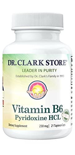 Clark Vitamin B6博士 补编 – 230mg, 21 Tapioca Capsules, 支持能源代谢和神经系统健康