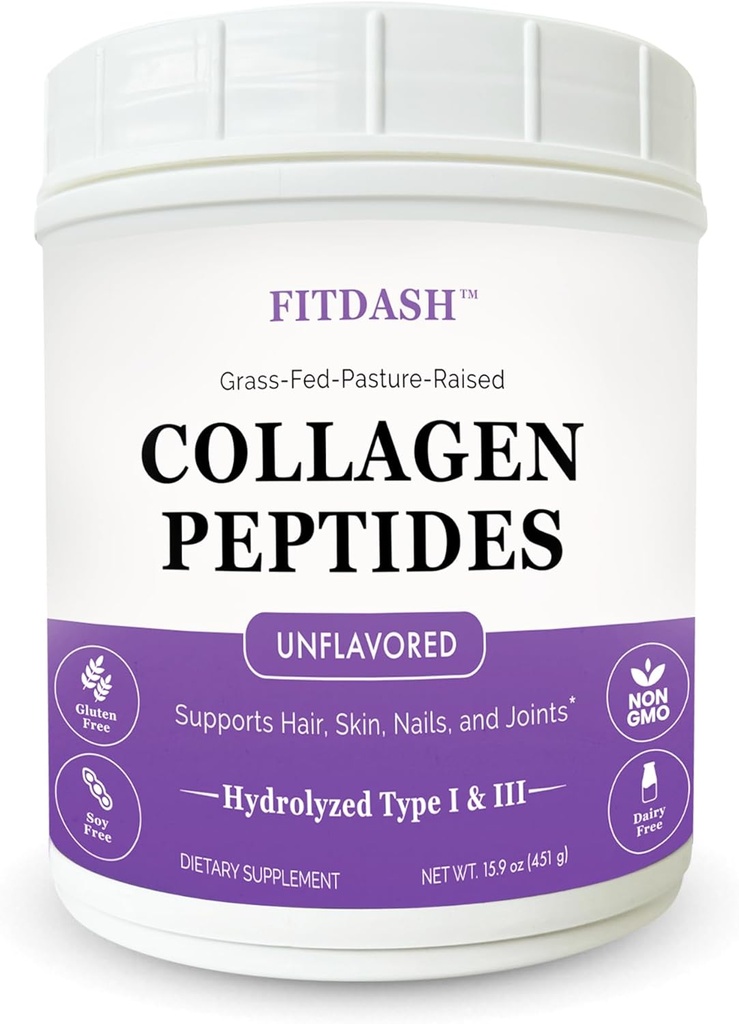 Collagen Peptides Hydrlyed Collagen Powder I和III型,支持毛发,钉子和关节. 不受欢迎的41架 15.9奥兹 草皮 草皮