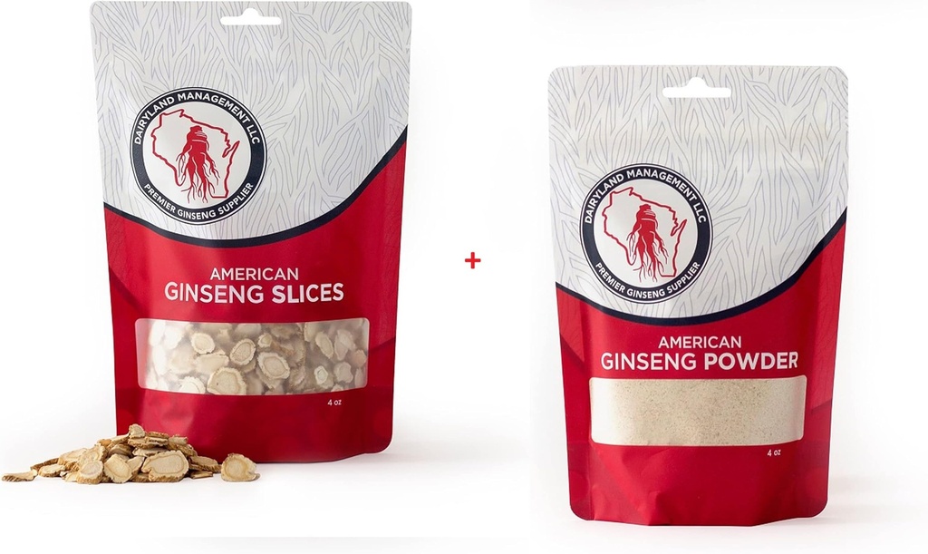 乳园美国Ginseng Slices和粉末 - 4 oz Pack Each of Wisconsin Ginseng - 直接从农民到消费者 QQ