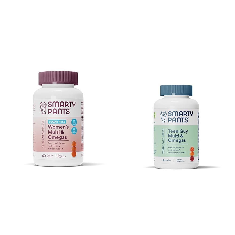 SmartyPants Women's Multivitamin Gummys,无糖:Biotin, Methylfolate, Omega 3(ALA),维生素D & Ten Guy 多维生素Gummys: Omega 3 Fish Oil (EPA/DHA),维生素D3,C,维生素B12,B6
