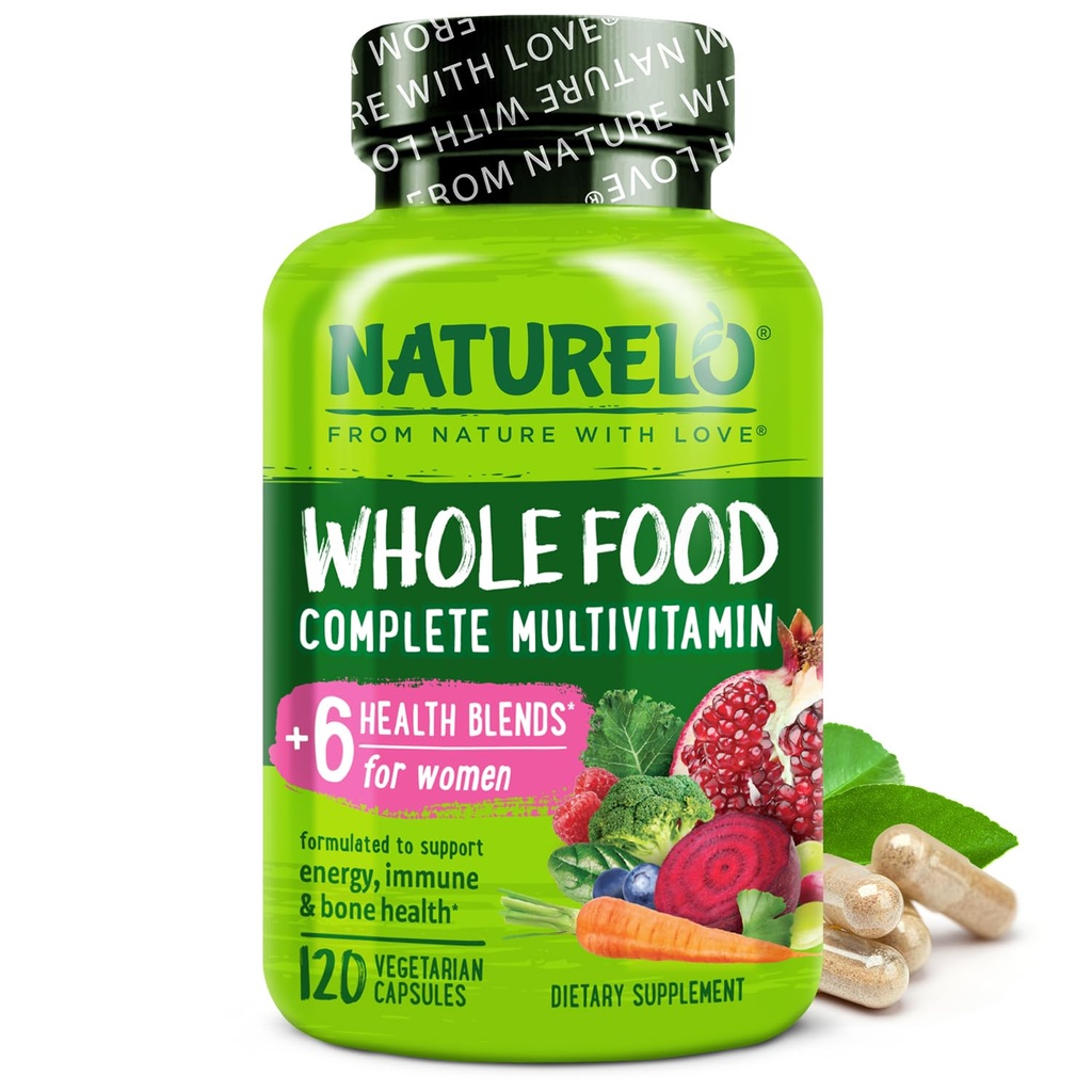 NATURELO 妇女全食多维生素 -- -- 含有维生素、矿物和有机提取剂 -- -- 能源和心脏健康补充剂 -- -- 非转基因生物 -- -- 120 Vegan Capsules