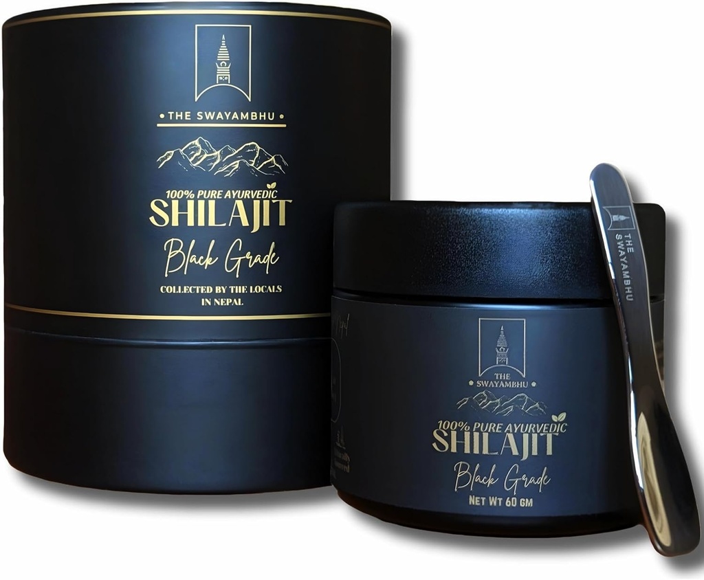 SHILAJIT 100%纯尼泊尔喜马拉雅 SHILAJIT Resin - 黑色等级 Ayurvedic 补充品,蜂蜜注入剂,手握剂,实验室测试,60g(150架),Vegan,有机剂,无糖剂