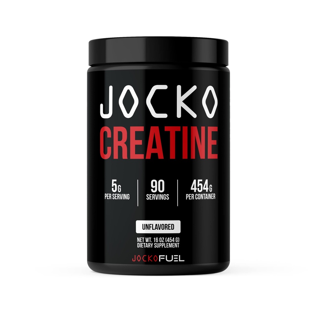 Jocko Fuel Creatine 单水合物、纯微量化的男女粉末、支持肌肉生长、强壮、恢复和认知、不享受、450格拉姆、90种服务