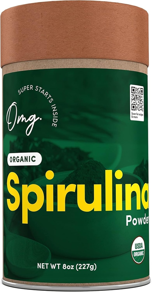 欧玛! 超级食品 有机螺旋粉 - 100%纯度 USDA认证有机物 - 铁的好来源 维生素A和维生素B12. - 8 Ouences (1套).