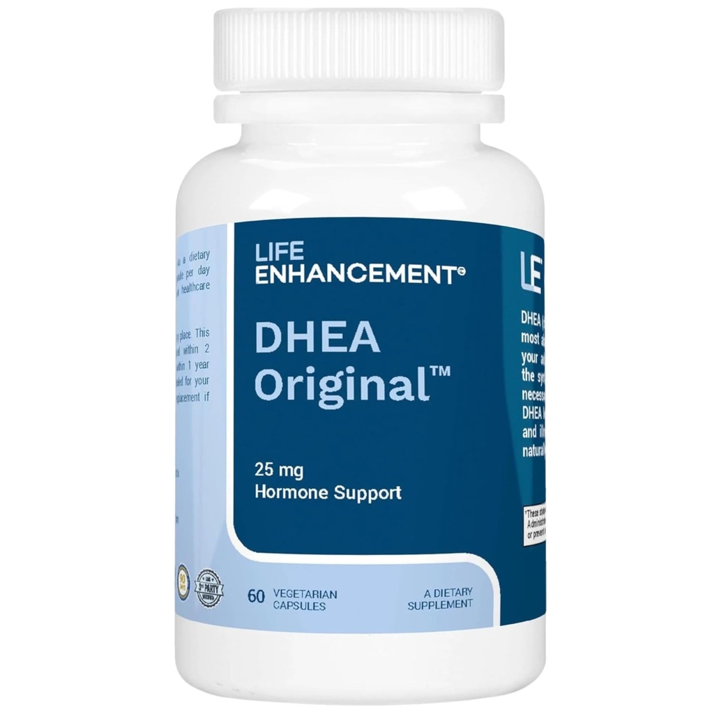 生命增强DHEA 原 - 25 mg DHEA 补充4 mg 维生素C - 60