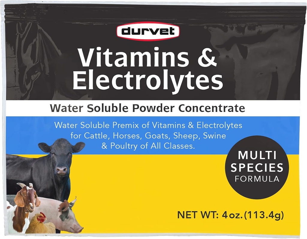 Durvet Vitamins & Electrolytes Conc, 4 oz (113.4g) (英语).