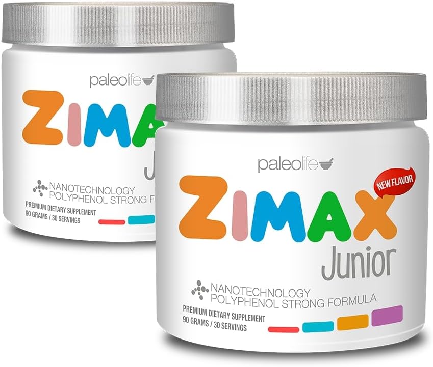 ZIMAX 4至16岁儿童和青少年的初级超级抗氧化剂,100%与维生素C、镁、维生素D3、Curcumin、姜和矿物天然