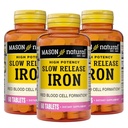 Mason Natural Slow, 释放铁(氟硫酸盐)50毫克片,180天供应,高潜力补充剂,胃部温和,3包