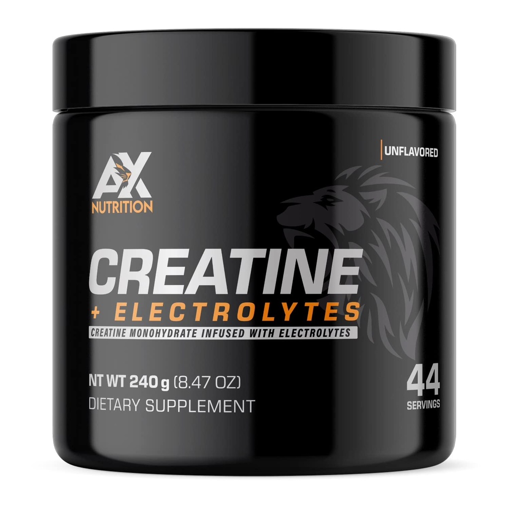 Creatine + Electrolytes 240g + 100%纯Creatine 单水合物 与Electrolytes + 支持肌肉生长的同时 保持水合 → 44 服务