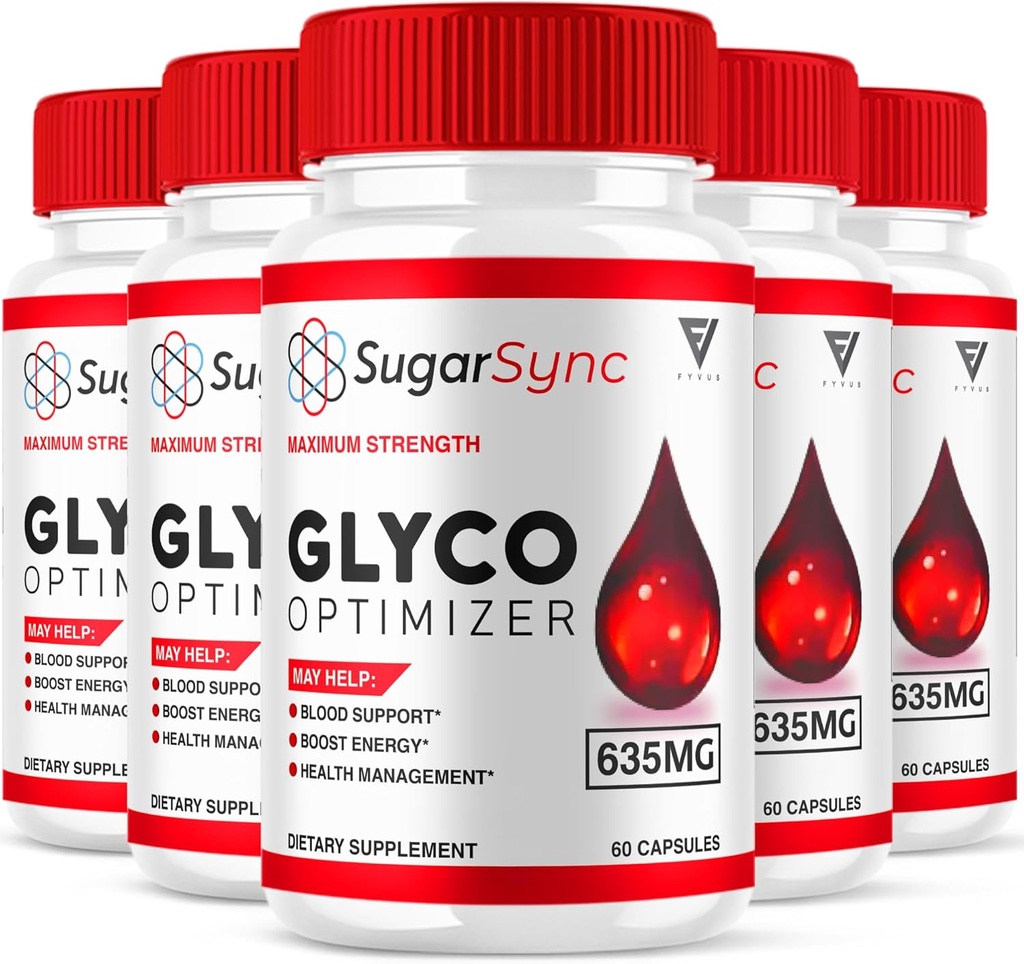 (5 Pack) 糖同步 糖糖合成 Glyco 优化剂 Capsules, 糖同步最大强度 Glycogen 优化剂和血液支持补充剂, SugarSync 635mg 高级整体健康公式 (300 Capsules)