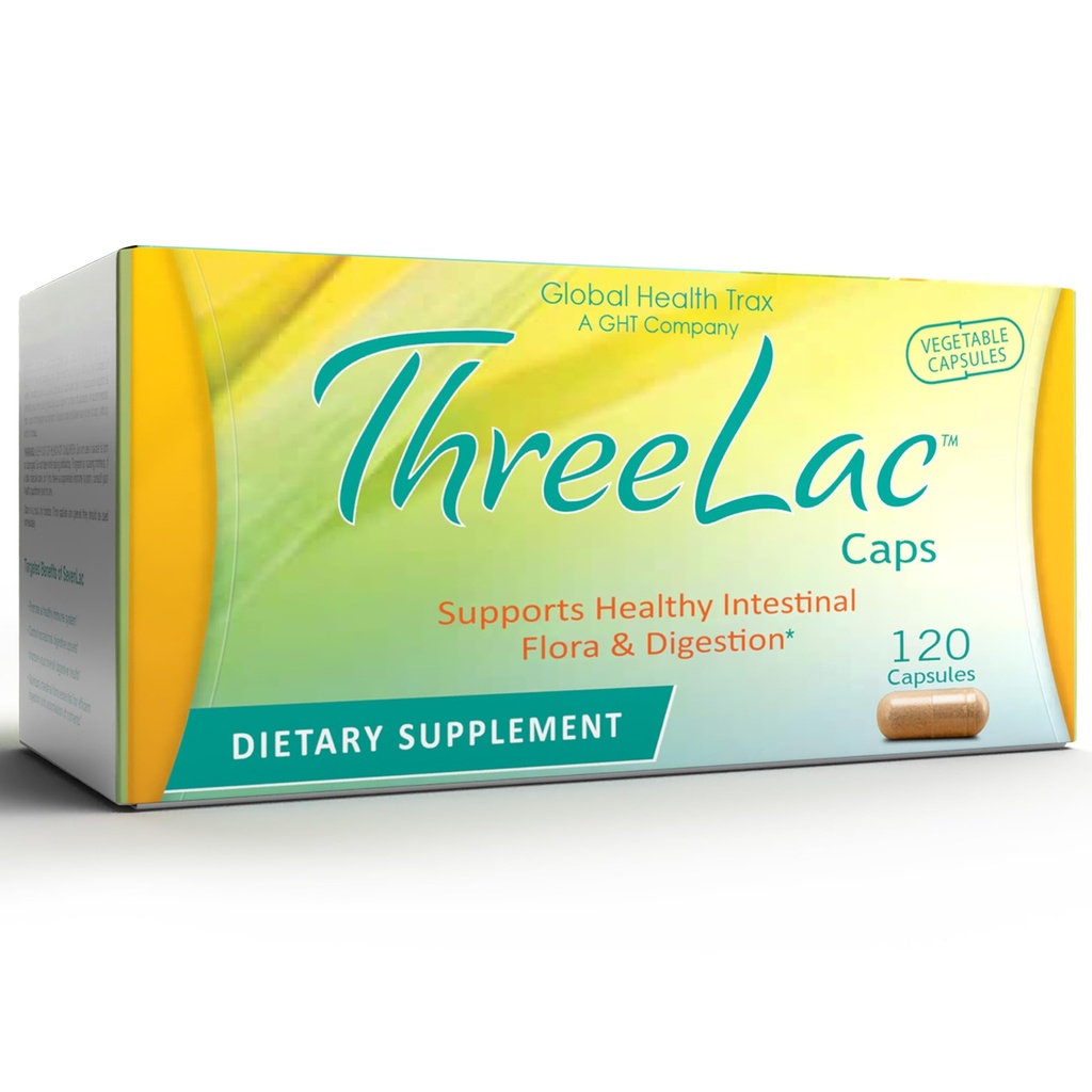 全球健康Trax GHT - ThreeLac Probiotic Capsules, 120 Counter - 对男女和儿童的综合消化支持 - Immune System and Gut balance, 非GMO