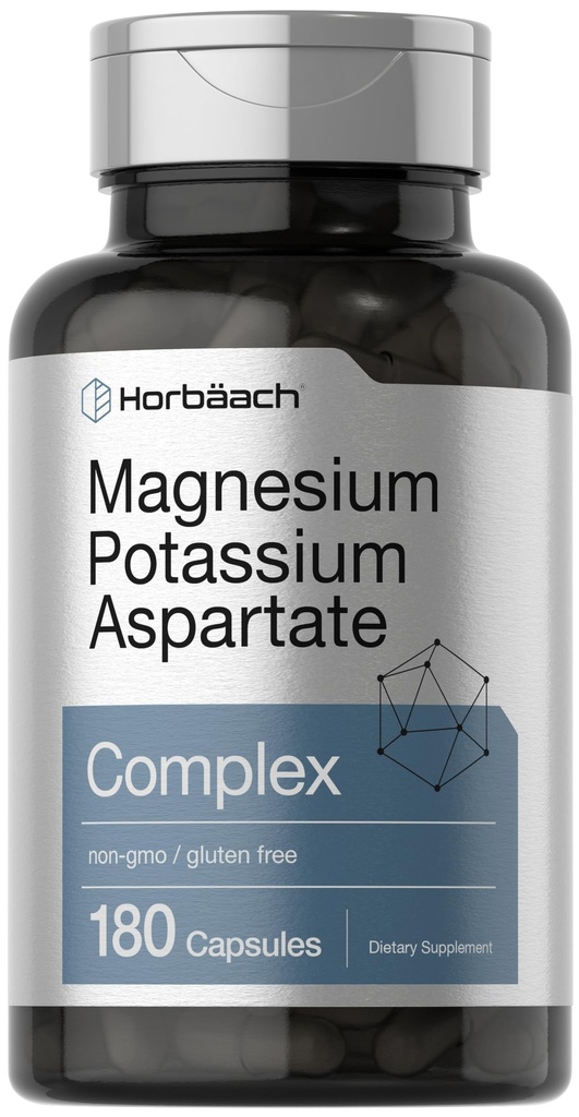Horbäach 钾酸镁复合物 180 Capsules → Non-GMO 和 Gluten 自由公式