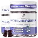 2 Pack Potassium Magnesium Gummys,无糖 Potassium Gummys with Magnesium Glycinate 500mg 化学镁 Potassium 辅料 Calcium, Zinc, Vitamin for Leg Cramps & Muscle 配料 化学镁 Potassium 配料 Calcium, Zinc, Vitamin for Leg Cramps & Muscle 配料