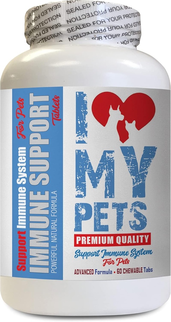 我爱我的PETS LLC Immune Dog Treats - PET Immune Supports - 狗和猫 - 助推 - 健康 - 对狗的牛奶酸盐 - 60 Treats (1瓶)