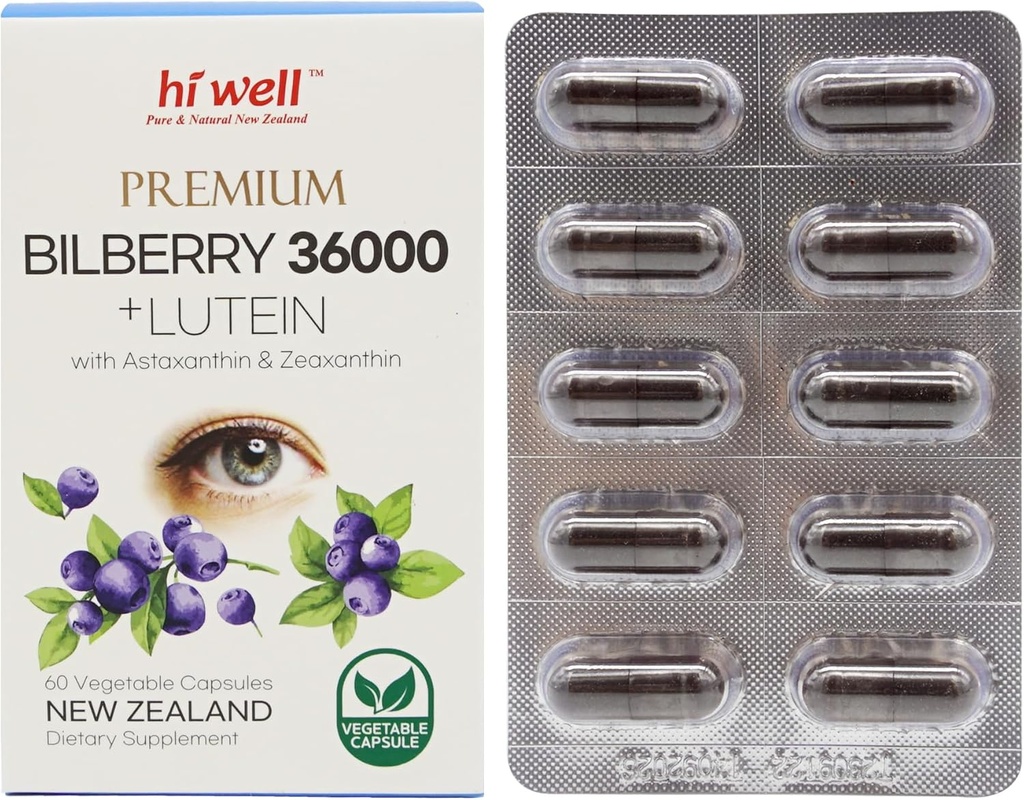 Hi 井椒 Bilberry 36000 + Lutein 12mg 60 Vegtarian Capsules (英语).
