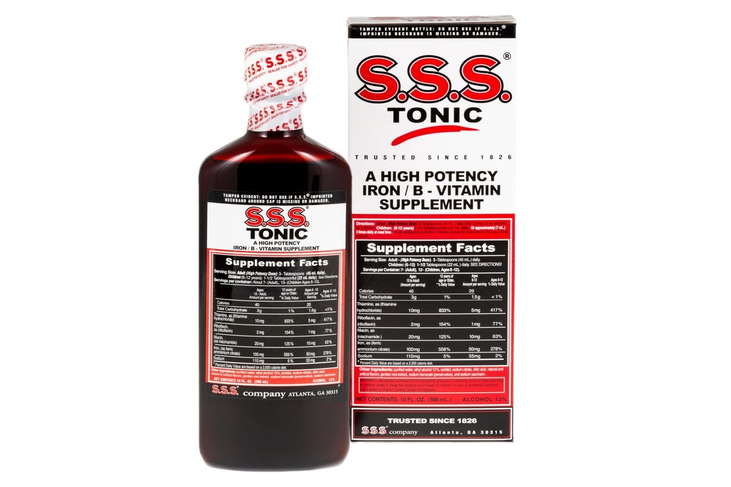 S.S.S.Tonic,铁和维生素B补编,高钾维生素,瓶子,10 Fl Oz (Pack of 1)
