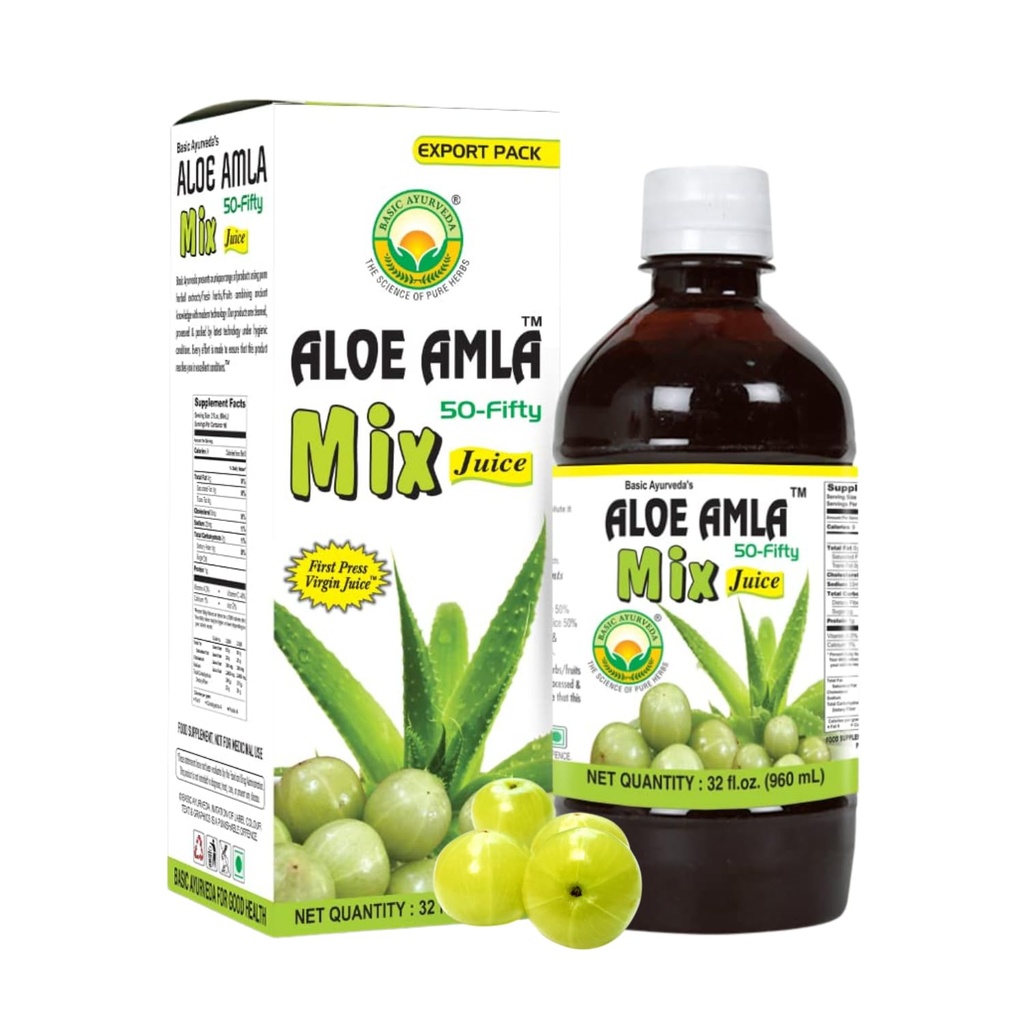 Aloe Aloe Amla Mix Juice Blend of Aloe Vera & Amla Fruice 第一出版社 Virgin Juice 植物类每日饮料 Vegan & Non-GMO & 32.46 Fl Ozz(960ml)