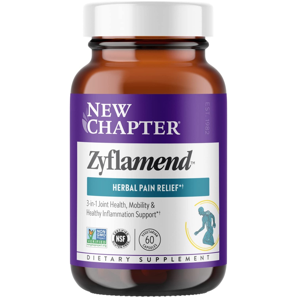 新章 ZyflamendTM 多Herbal Pain Reliver+联合补编,10in-1 Superfood Blend 与 Ginger & Turmeric 混合用于健康炎症反应 & Herbal Pain Relief+, 60 Counter
