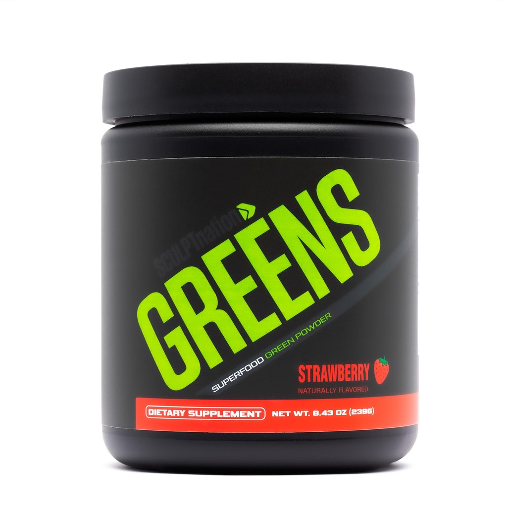 V Shred Greens Strawberry的雕塑民族 - Premium Greens Powder & Superfood Blend with Collagen 支持皮肤,文摘,和能源 - 30日供应
