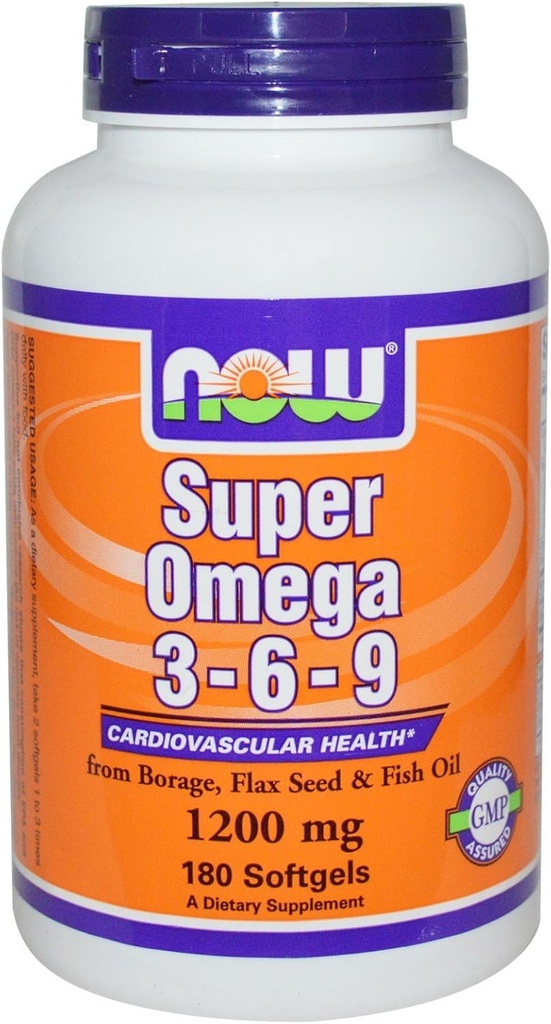 Super Omega 3-6-9 1200mg 180 Softgels (Pack of 2) (英语).