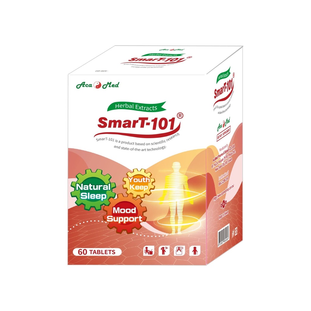 SmarT-101,对脑雾的高度推荐,改善记忆,提高睡眠质量,草药补充,Vegan,60平板.