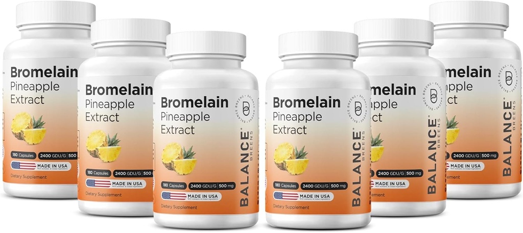 Balancebreens Bromelain 500mg Capsules – 2400 GDU Pineapple 联合支持,自然栖息支持,健康文摘的摘录 – 180 美国制造的有机Capsules