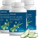 AloeCure Natural Melatonin + Collagen 与有机Aloe Vera – 休息夜的自然睡眠援助补充 – Collagen Complex 用于联合强壮,皮肤弹性,头发和钉状生长, 30 Capsules