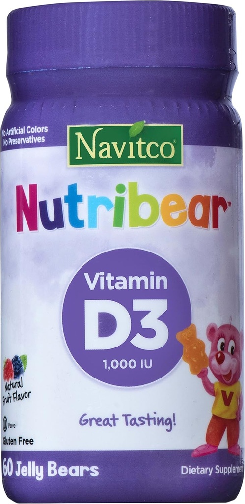 "NutriBear" 维生素D3 1000 IU Great Tasting, 60 Jelly Bears (英语).