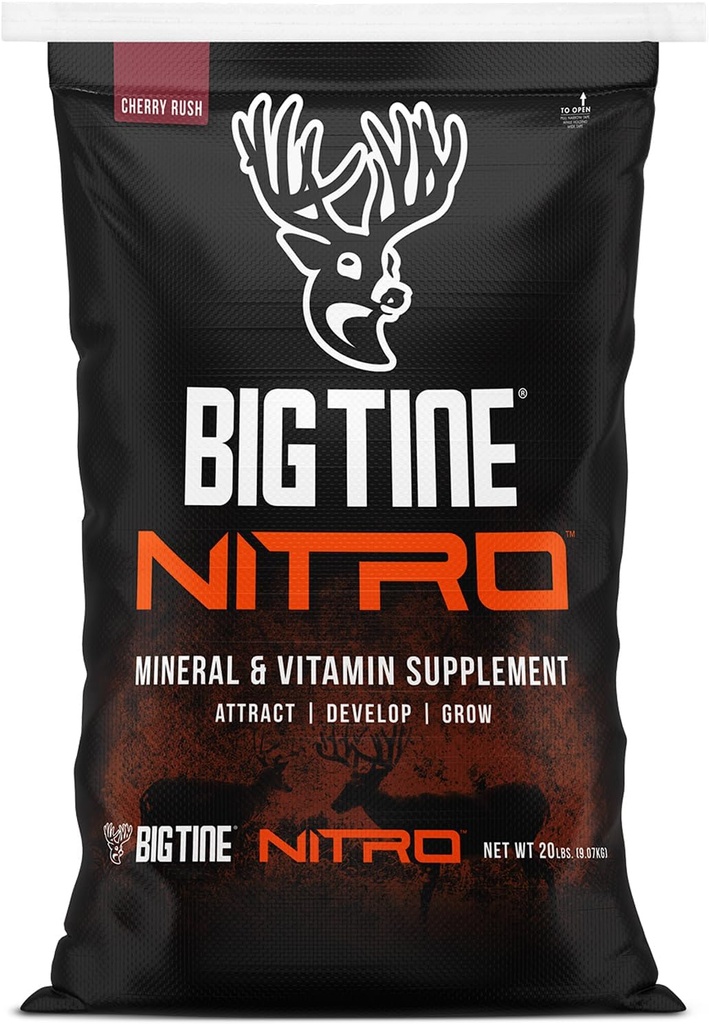 大Tine Nitro,鹿增产,20 lbs Bag,樱桃Rush Scent,威力和耐久耐久的Scent,高生物利用率,装有维生素和矿物