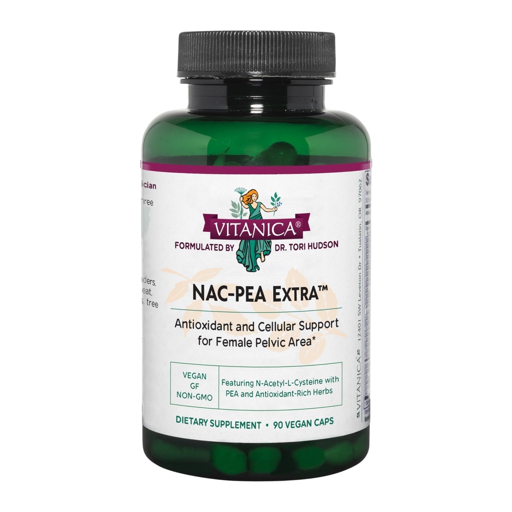 Vitanica NAC-Pea Extra - Pelvic Tission and Antioxidant 支持对联合不适症的健康反应 - 配有松条抽取,Curcumin Phytosome & NAC - Lady - 90 Vegan Caps
