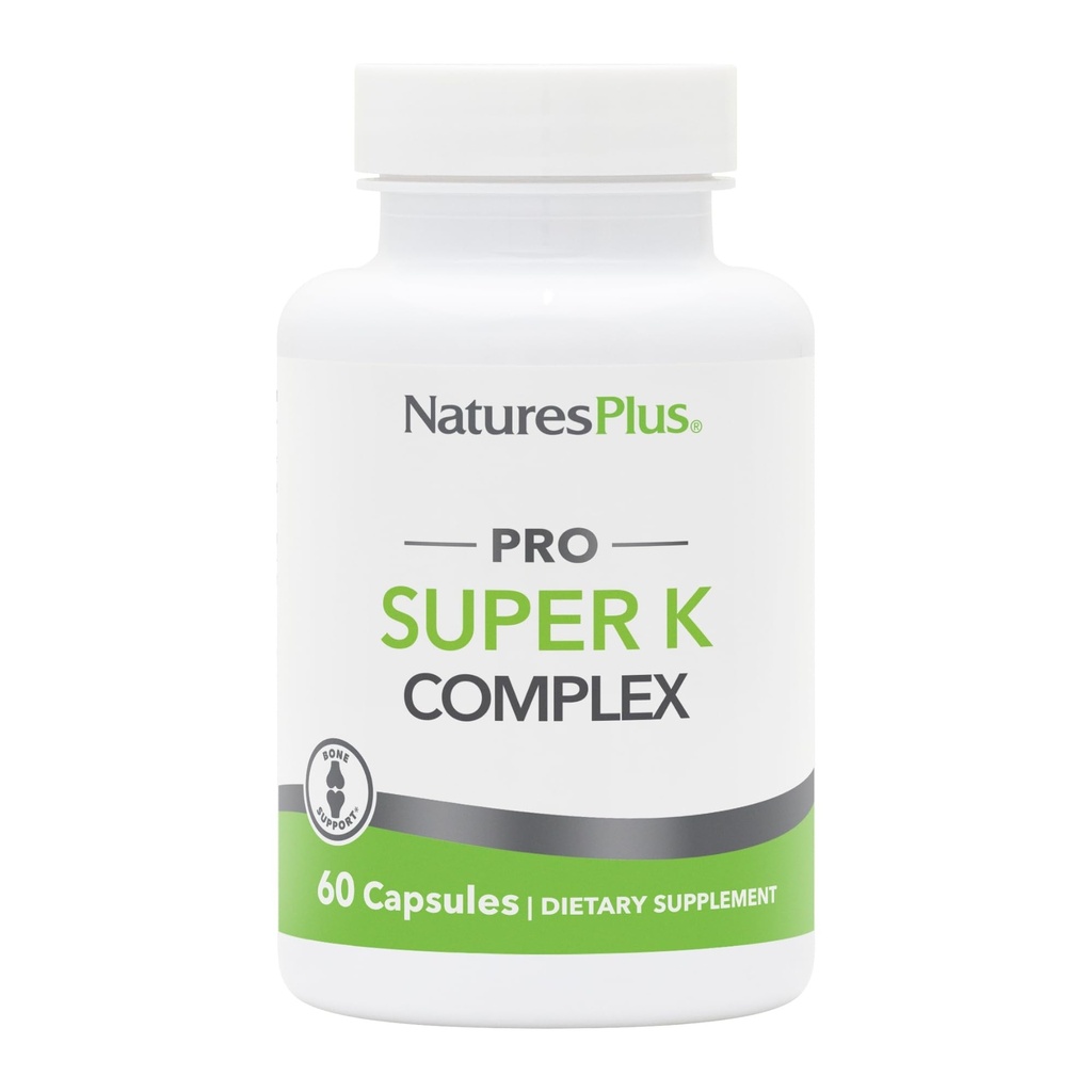 NaturesPlus PRO 超级 K 复合体 - 60 Capsules - 促进健康钙代谢 - 包括维生素 K1 & K2 - 非GMO, Vegan & Gluten Free - 60 services