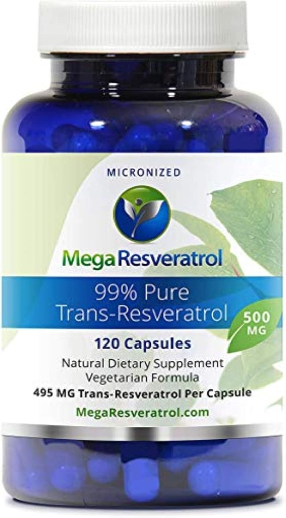 Mega Resveratrol, 药品级,99%纯度, 隔离度, 微量化的跨resveratrol, 120 Veggie Caps, 每卡普尔500毫克. 纯度认证。 绝对没有添加的有毒“活性”成分。