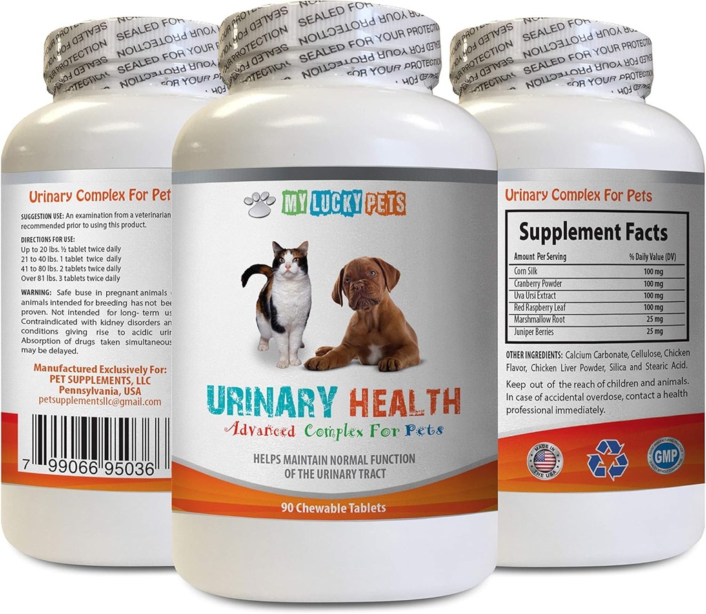 猫尿液治疗 - 宠物尿液健康综合症 - 狗和猫 - 高级Bladder支持 - Cranberry for Cats - 1瓶(90 treats)