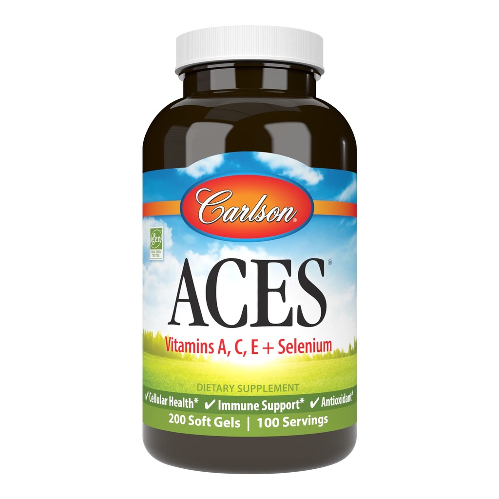 Carlson - ACES、维生素A、C、E + 硒、细胞健康和免疫支持、抗氧化剂、200软胶