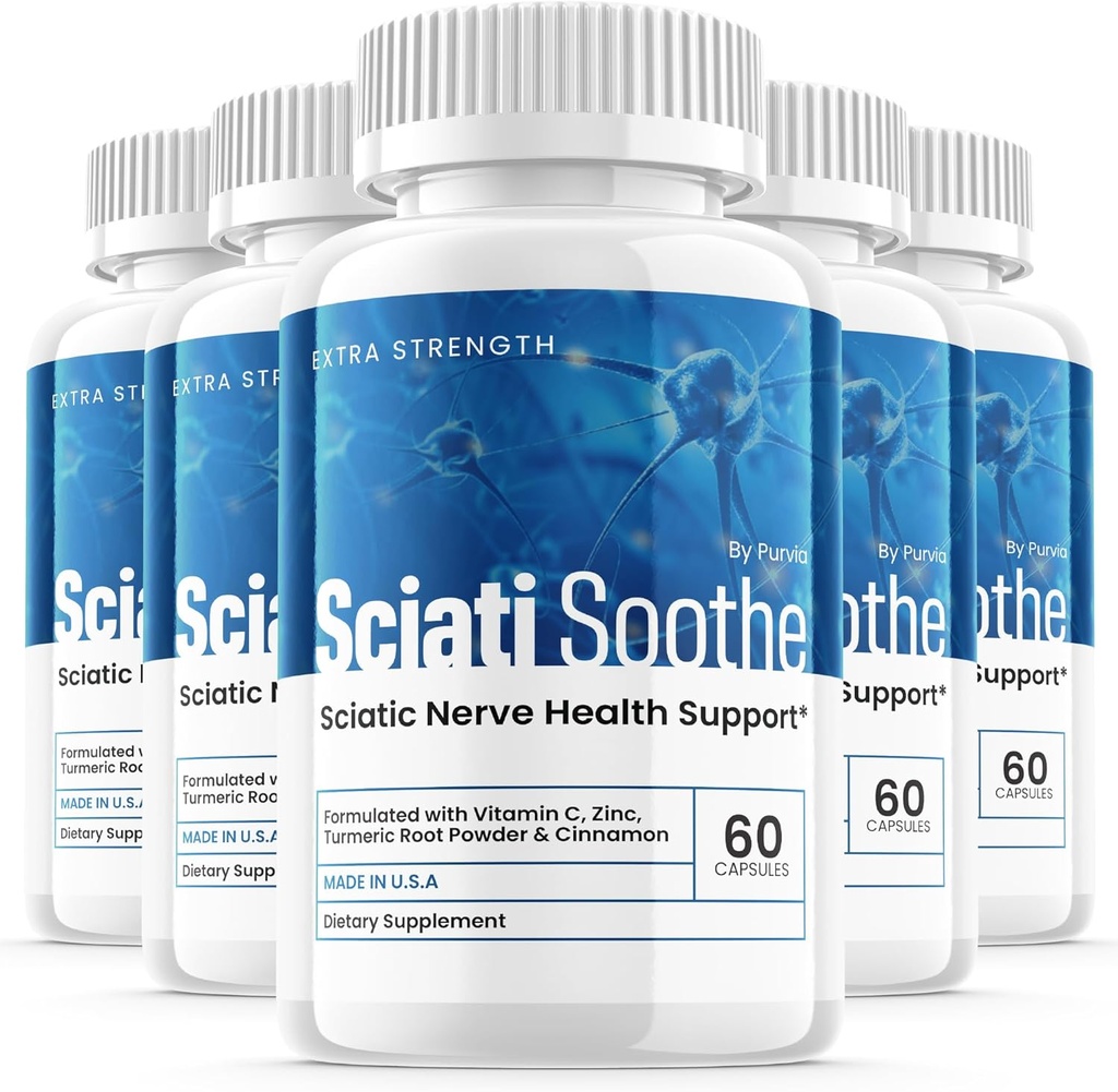 (5 Pack) Sciatisoothe Sciati Soothe Nerve Health, Sciatisoothe Capsules Vitamins, Sciatisoothe 高级整体健康支持最大强力公式美国(300 Capsules)