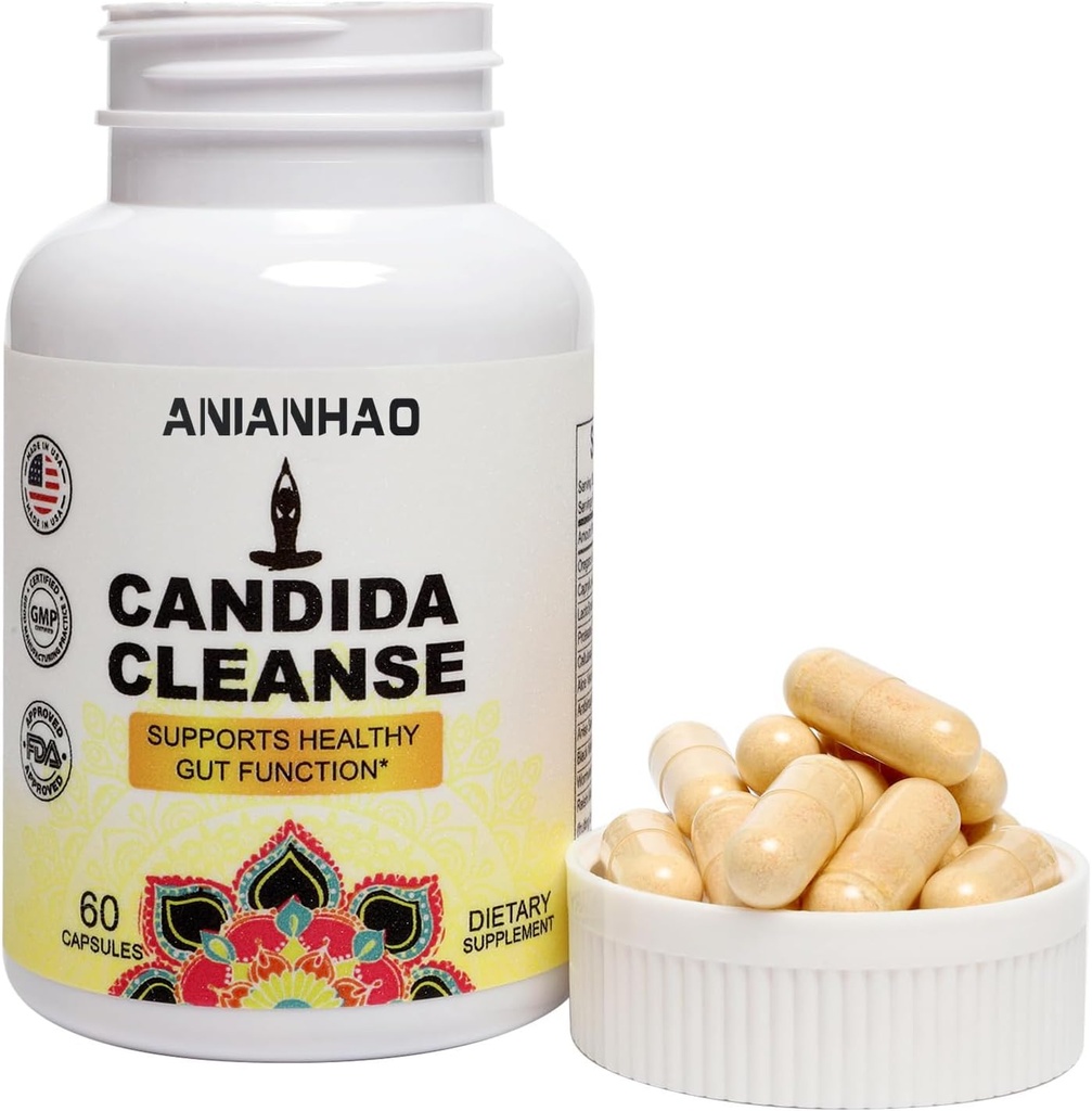 带天然草药和良药的Candida Cleanse, Oregano Leaf, Wormwood, Caprylic酸, 黑胡桃