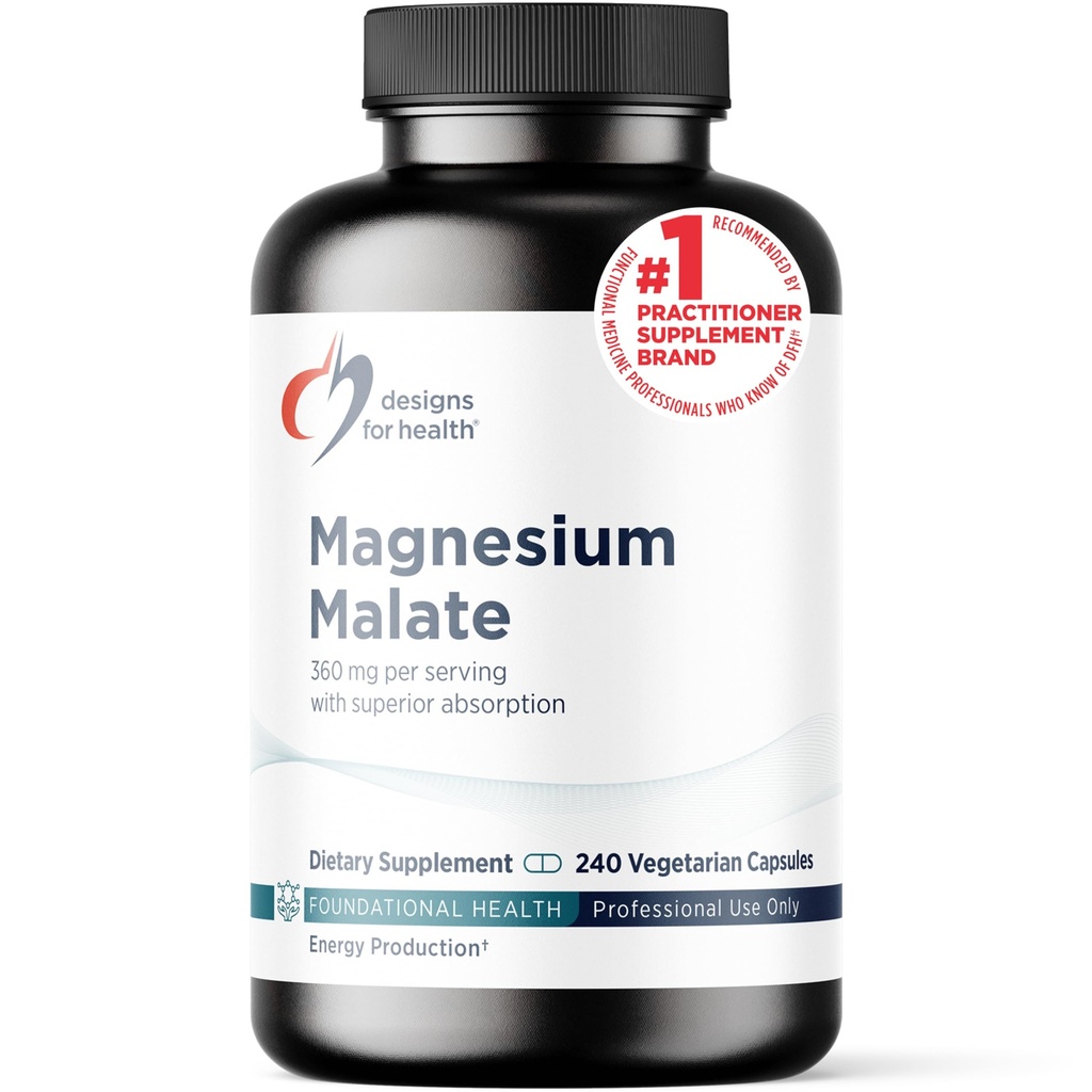 健康镁(Mlate-Chelated Magnesium as Di Magnesium Malate)的设计 - 支持能源、骨质健康+肌肉恢复的高度生物可用形式(240 Magnesium Malate Capsules)