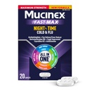 Mucinex Nightshift Cold & Flus, 最大强力多音节夜间救济, 20个快速释放卡片 - 疼痛解脱器/降火器, 咳嗽抑制剂, 抗希斯泰胺