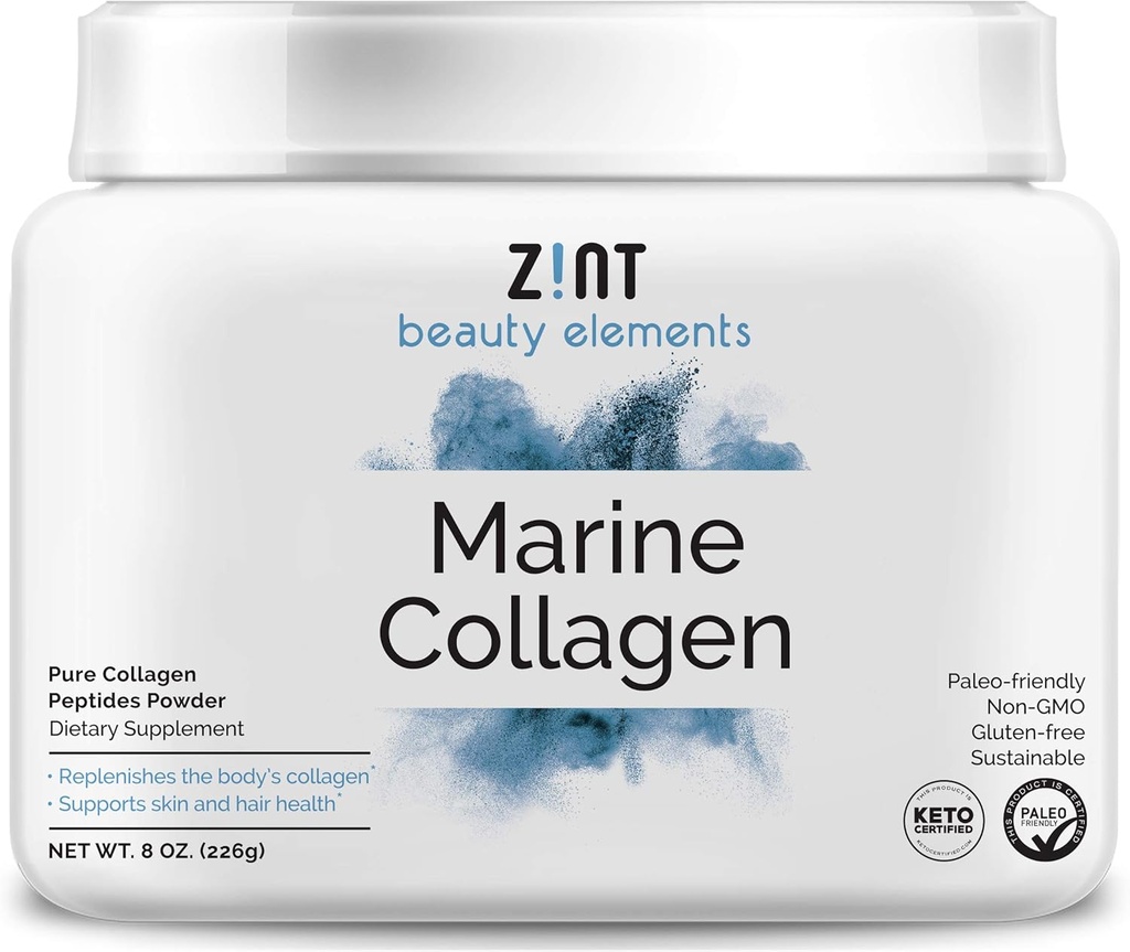 水解海洋Collagen粉(8 oz):来自日本的抗老化Collagen Pepteides蛋白补充剂 - 不香味,Paleo认证,可持续,非转基因生物 - 美丽,皮肤,头发和钉子