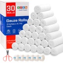 AZEN 30 Pack Gauze 卷带,4英寸x4.1 场、高级医疗用品和急救用品、带状包装蔬菜包装、妈妈包装