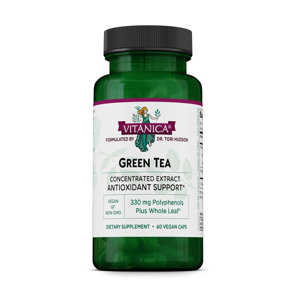 维塔尼卡绿色茶叶提取补充剂330mg, 45% EGCG, 98% 多酚和80% Catechins, 能量抗氧化剂和免疫支持, Vegan, 60 Capsules