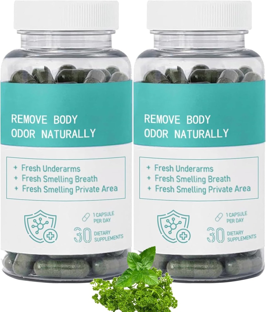 内除臭剂补充剂 — 体除臭剂补充剂,用于Gut Health, Skin Health, Digestion Support – 天然食味控制氯酚丸 → 30 Vegan Capsules (2pcs)
