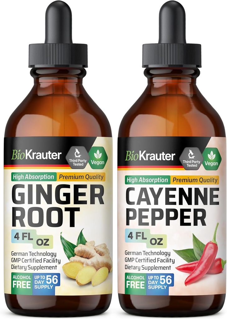 BIO KRAUTER 姜根叮当 4 Fl. Oz. & Cayenne Pepper Tincture 4 Fl. Oz.