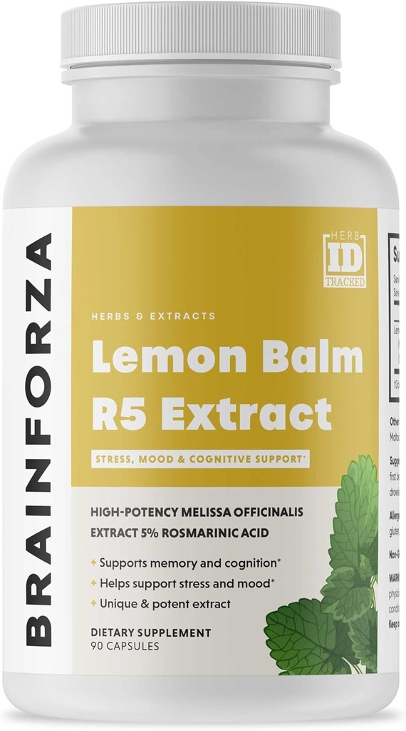 Brain Forza Lemon Balm R5 提取卡普尔-标准化提取 5% Rosmarinic酸,90卡普尔