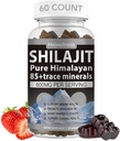 Shilajit Gummys - 600 mg 天然有机Shilajit Resin,含有85+痕量矿物,富尔维奇酸和羟胺-草莓氟-用于能源,免疫支持-60 Gummys,1个月供应