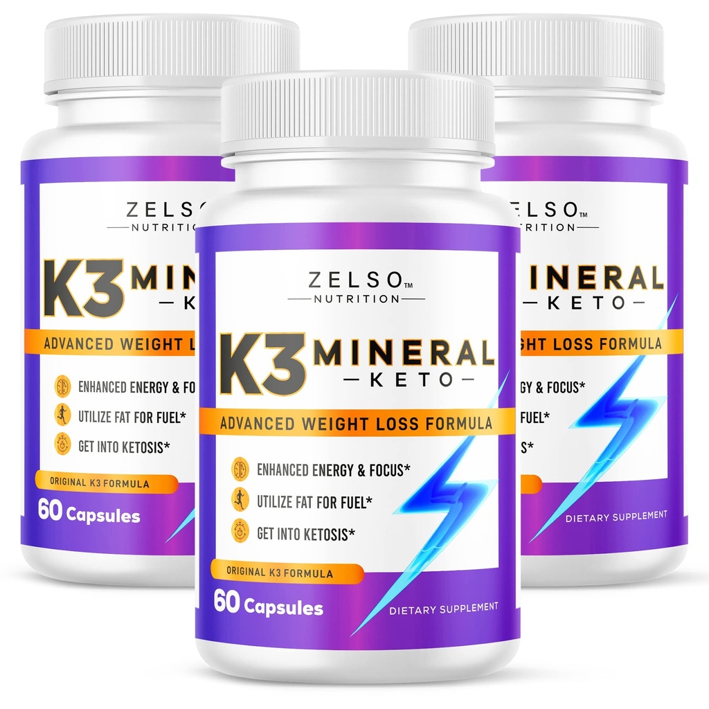 ZELSO(3包) K3 男女矿物减重药丸 K3 矿物减重药丸 - K3 盐矿,维生素 + K3 Capsules Kto 重量减重补充剂 - 供应3个月