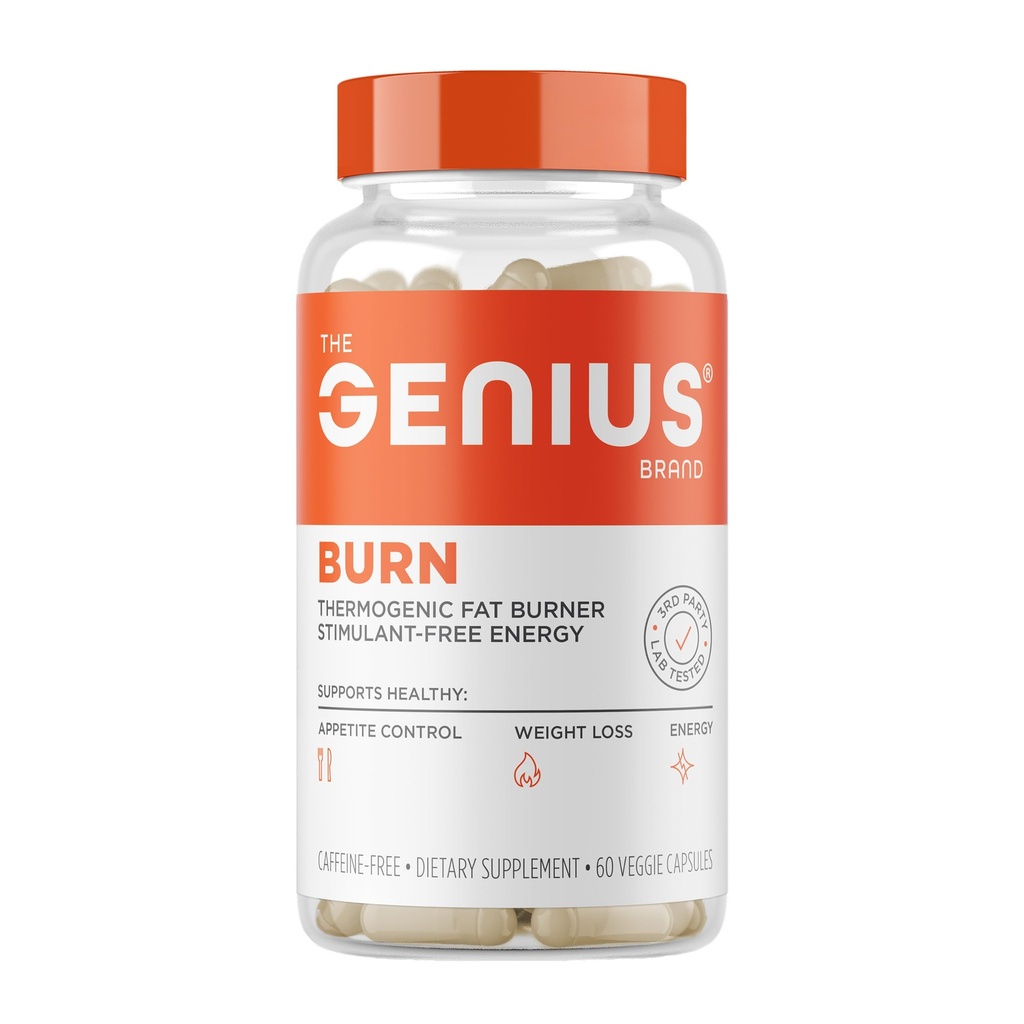 Genius Thermogenic Fat Burner, 60 饮食蔬菜药丸 - 重量损失和代谢补充剂, Appetite 抑制剂和能量促进剂 - 咖啡因-无新热带焦点和大脑促进剂 - Ashwagandha & TeaCrine