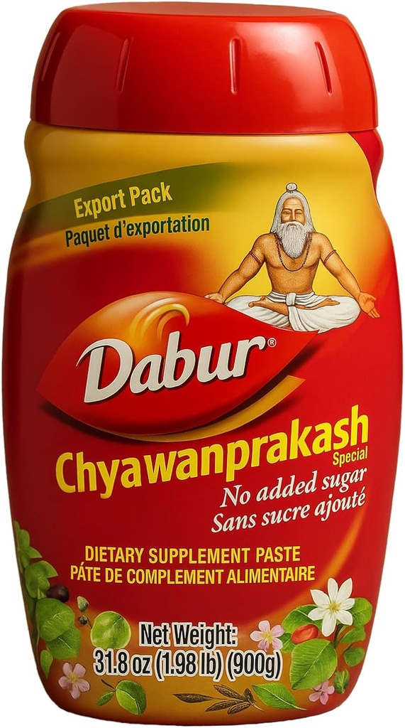 Dabur Chyawanprakash, 900gms — Ayurvedic Blend with Amla & 40 Herbs to 自然促进豁免、增强、振兴和加强你的身体 — 针对6岁及以上儿童,包3