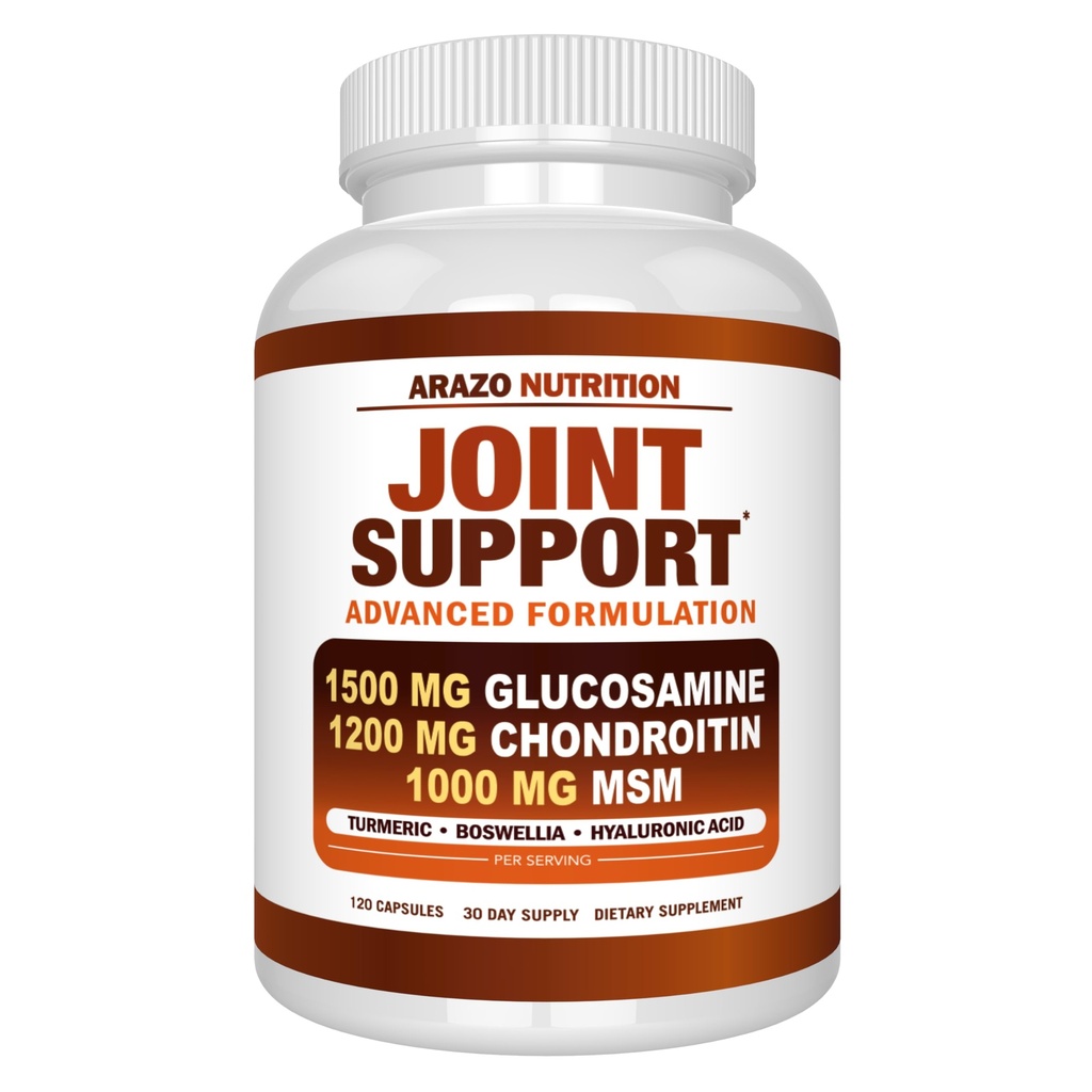 Arazo 营养 Glucosamine Chondroitin Turmeric Msm Boswellia -- -- 对骨、背、膝、手的120顶盖(120顶盖)救济的联合支助补编